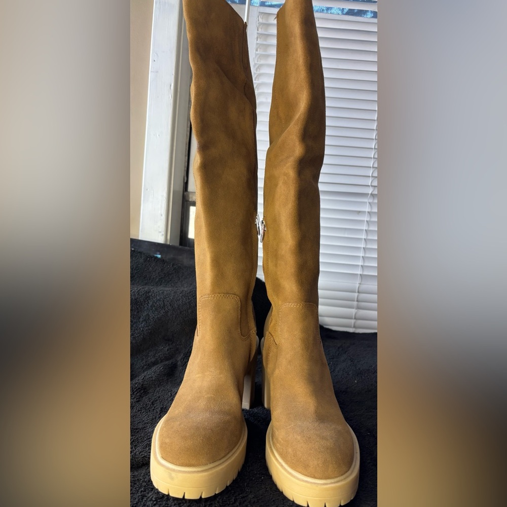 Brown suede boots